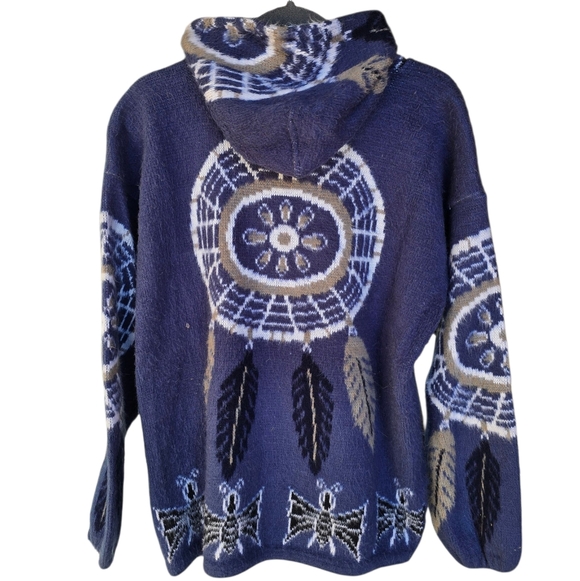 Otavalo Handcrafted Alpaca Full Zip Hooded Sweater/Jacket Dreamcatcher - Picture 4 of 10